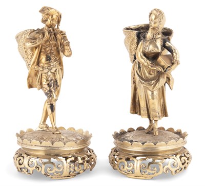 Lot 158 - Pair of Victorian Sterling Silver Gilt Figural...