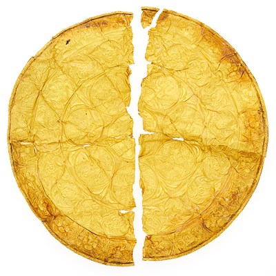 Lot 1302 - Ancient High Karat Gold Disc Plate Fragment