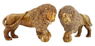 Lot 1252 - Pair of Bennington Flint Enamel Glazed Figures...