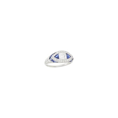 Lot 67 - Platinum, Diamond and Sapphire Ring
