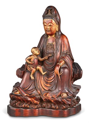 Lot 119 - Chinese Wood Carving of Songzi Guanyin