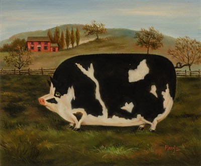 Lot 8 - British School 20th Century Prize Pig Signed...