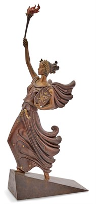 Lot 337 - Art Deco Style Cold-Painted and Patinated...