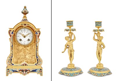 Lot 59 - Rococo Style Champlevé Enameled Gilt Metal...