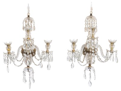 Lot 236 - Pair of George III Style Cut Glass Three-Light...