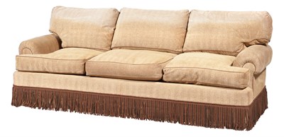 Lot 341 - Upholstered Sofa with Fringe Apron Height 31...