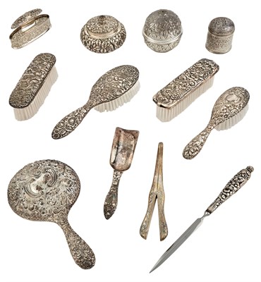 Lot 217 - Assembled Sterling Silver Dressing Set...