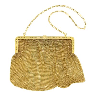 Lot 96 - Antique Gold Mesh Purse with Carrying Chain