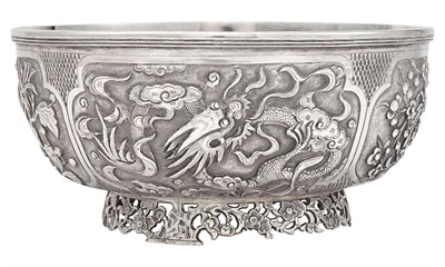 Lot 117 - Chinese Export Silver Fruit Bowl Wang Hing,...