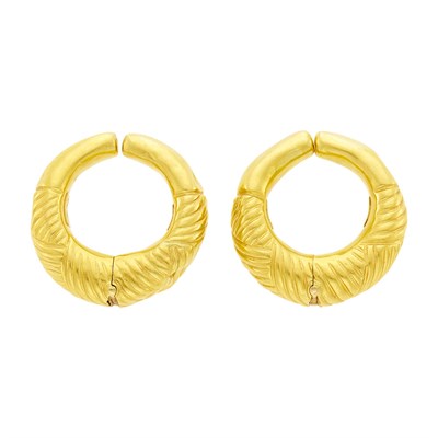 Lot 118 - Ilias Lalaounis Pair of Gold Hoop Earclips