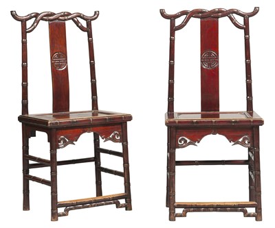 Lot 43 - Pair of Chinese Carved Softwood Twisted Bamboo...