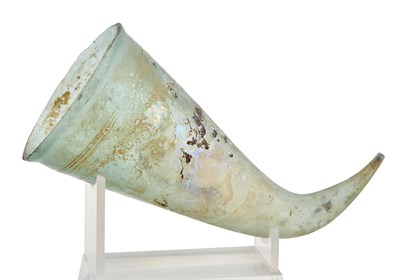 Lot 31 - Roman Blown Green Glass Drinking Horn