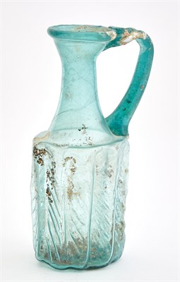 Lot 39 - Byzantine Mold-Blown Green Glass Jug