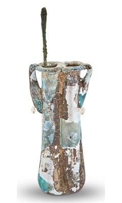 Lot 30 - Roman Green Glass Double Unguentarium and Applicator