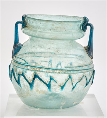 Lot 35 - Roman Green Glass Two-Handled Jar