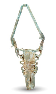Lot 36 - Roman Green Glass Double Unguentarium with Handle