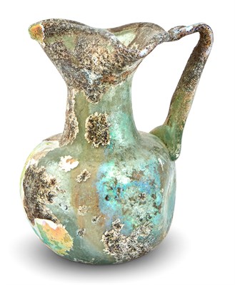 Lot 33 - Roman Green Glass Trefoil Oinochoe