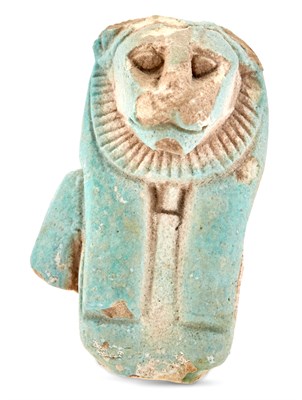 Lot 5 - Egyptian Faience Lion-Headed Deity Bust