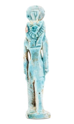 Lot 6 - Egyptian Faience Amulet of a Standing Lion-Headed Goddess
