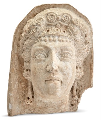 Lot 27 - Palmyrene Limestone Portrait of a Veiled Woman