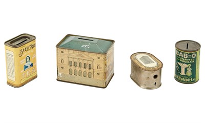 Lot 49 - Tin Banks A group of four small banks....