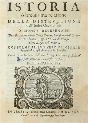 Lot 128 - CASAS, BARTOLOMÉ DE LAS Istoria o brevissima...