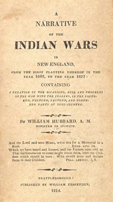Lot 194 - HUBBARD, WILLIAM A Narrative of the Indian...