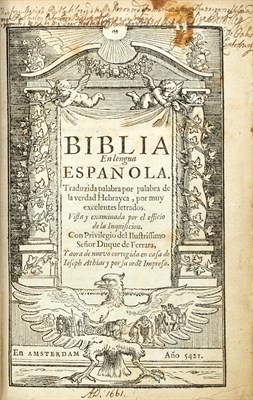 Lot 119 - [BIBLE, OLD TESTAMENT] Biblia en lengua...