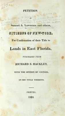 Lot 169 - [FLORIDA] Petition of Samuel A. Lawrence and...