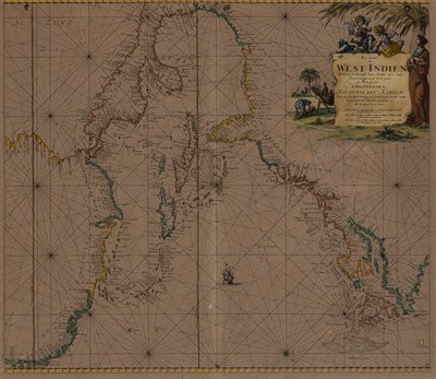 Lot 202 - KEULEN, JOHANNES VAN Pas kaart van West Indien...