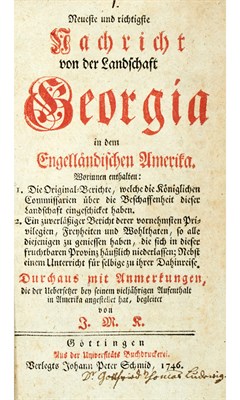 Lot 183 - [GEORGIA] J.M.K. (=KRAMER, J. M.). Neueste und...