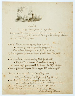 Lot 104 - ADAMS, JOHN QUINCY Autograph poem signed....
