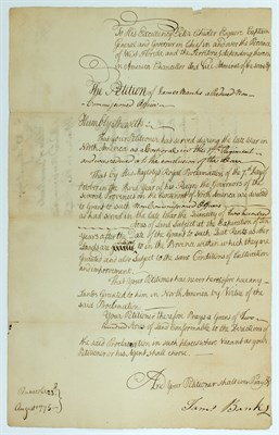 Lot 263 - [WEST FLORIDA] BANKS, JAMES. Document signed...