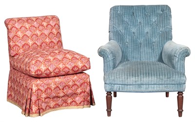 Lot 338 - Upholstered Slipper Chair Height 31 inches,...