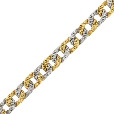 Lot 59 - Two-Color Gold Curb Link Bracelet, France