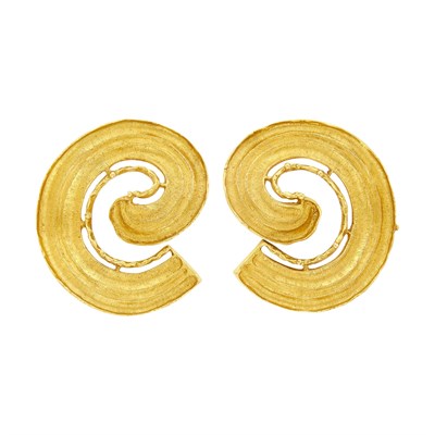Lot 166 - Ilias Lalaounis Pair of Gold Spiral Earclips