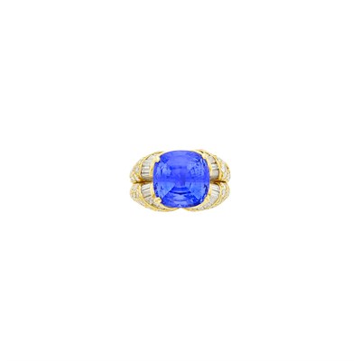 Lot 61 - Bulgari Gold, Sapphire and Diamond Ring