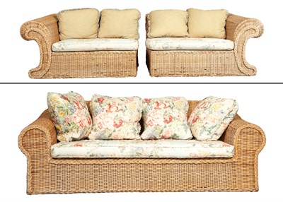 Lot 313 - Two Wicker Couches One in two-parts. Height of...