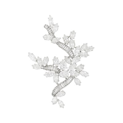 Lot 117 - Platinum and Diamond Clip-Brooch