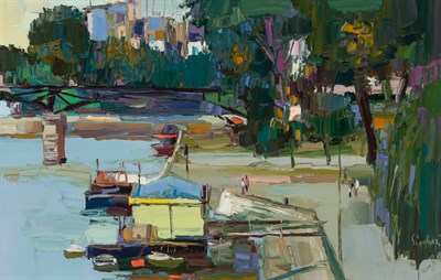 Lot 1103 - Nicola Simbari Italian, 1927-2002 Pont des...
