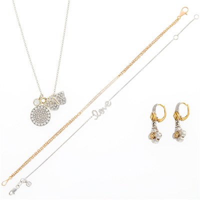 Lot 1249 - Group of White, Rose and Yellow Gold, Silver Diamond and Simulated Diamond Jewelry