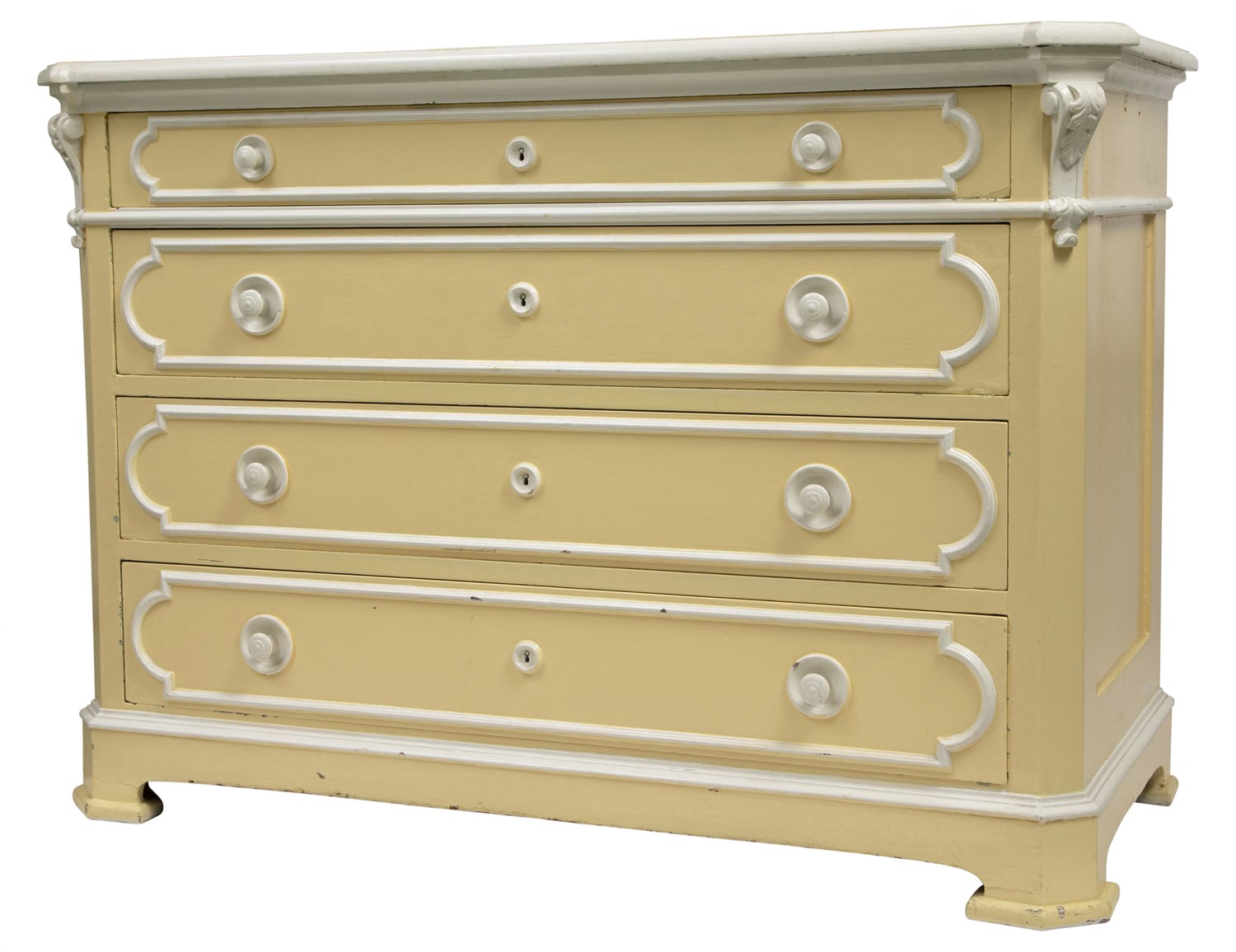 Lot 1060 - Continental Style Yellow Painted Chest of...