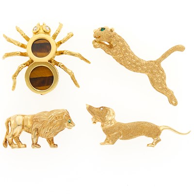 Lot 1236 - Four Gold Animal and Insect Pins