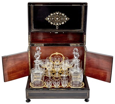 Lot 14 - Victorian Ebonized, Brass and Mother-of-Pearl...