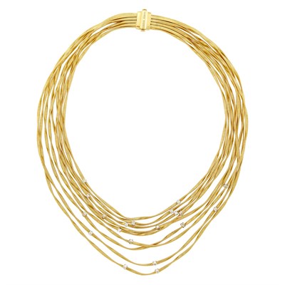 Lot 162 - Marco Bicego Nine Strand Gold and Diamond 'Marrakech' Necklace