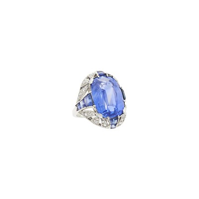 Lot 103 - Platinum, Sapphire and Diamond Ring, France