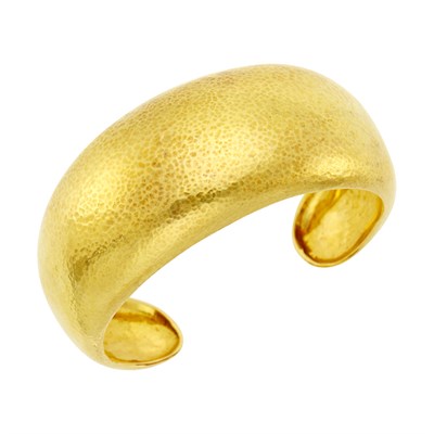 Lot 170 - Zolotas High Karat Hammered Gold Cuff Bangle Bracelet