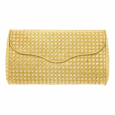 Lot 55 - Two-Color Gold Basketweave Clutch Purse