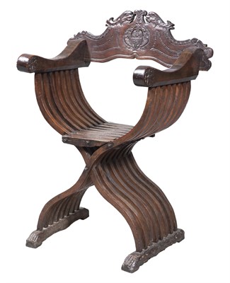 Lot 226 - Late Renaissance Walnut Savonarola Chair