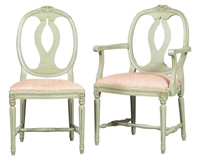 Lot 229 - Set of Six Louis XVI Style Green Painted...